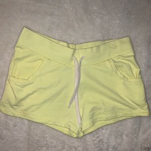Neon yellow cotton shorts